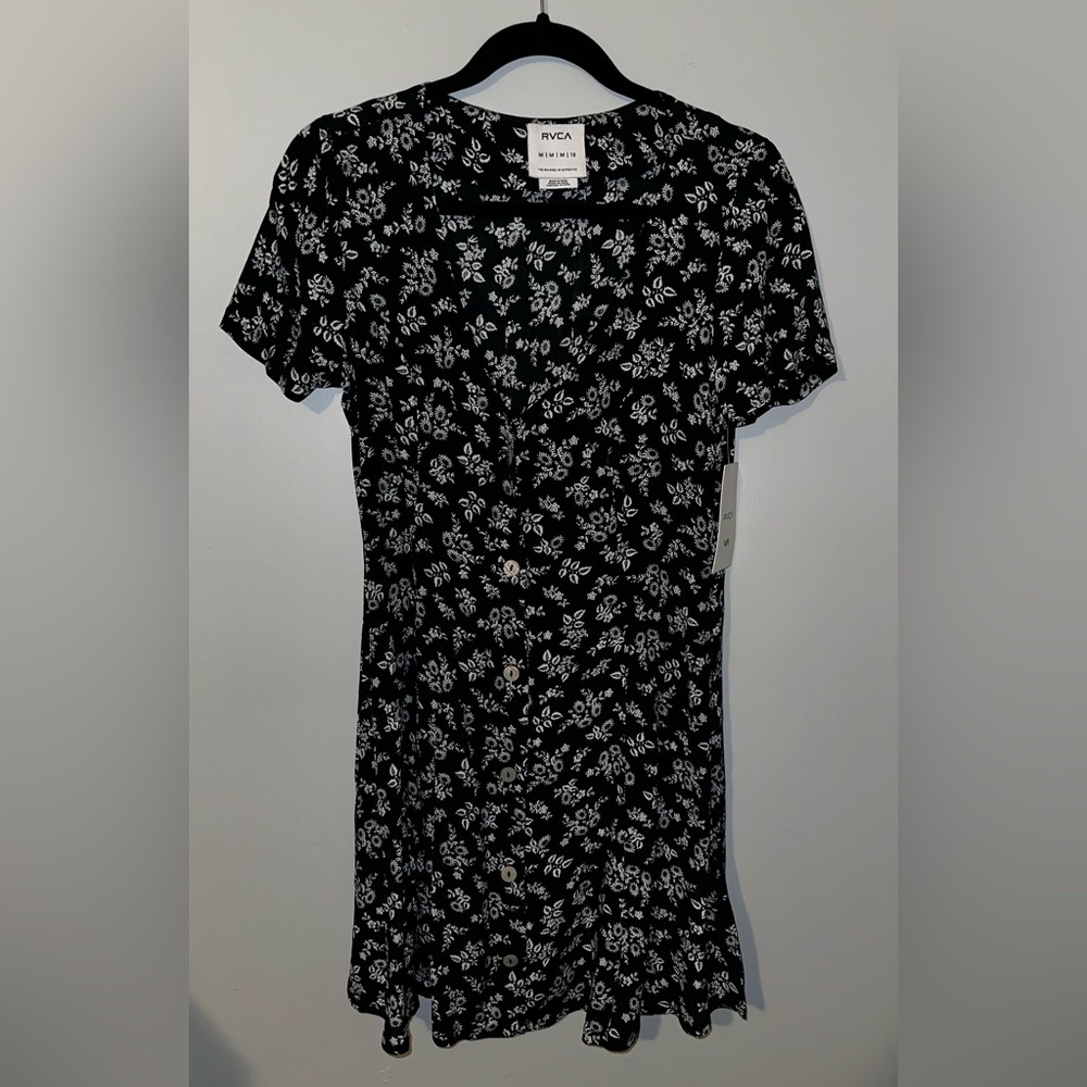 RVCA black floral mini dress - M / 10